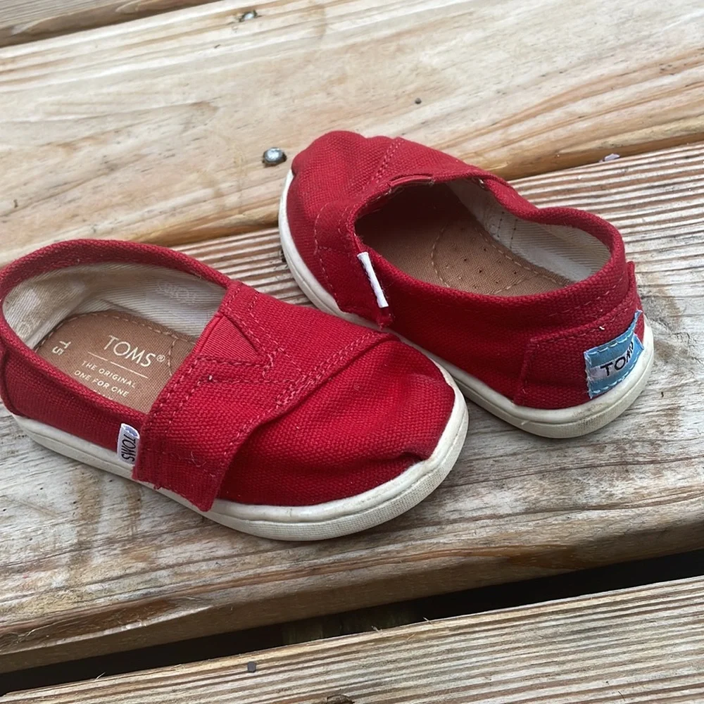 TOMS Red Canvas Alpargata Slip-On Shoes Toddler Size 5T